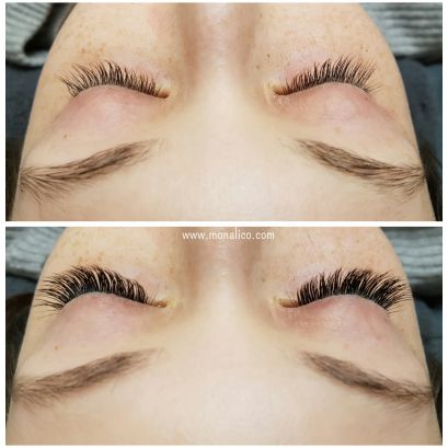 Pestañas de pelo a pelo en Monalico
