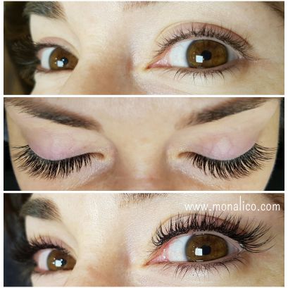Pega para extensiones de pestañas pelo a pelo en Monalico