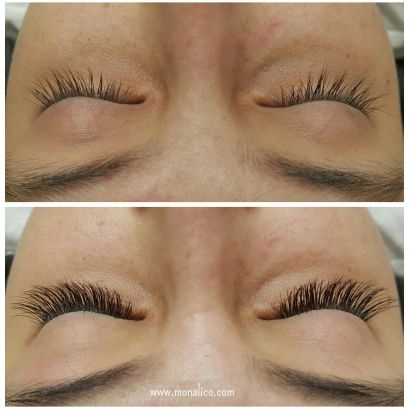 Extensiones antes y despues en centro especializado