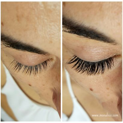 Como pegar extensiones de pestañas en Monalico