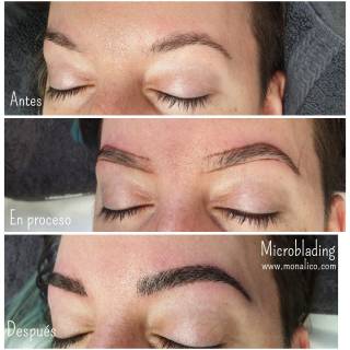 Micropigmentación de cejas antes y despues en Monalico