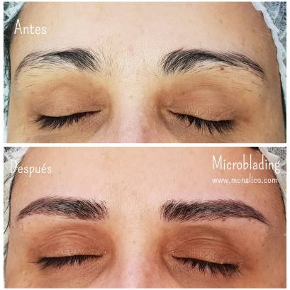 Cejas tatuadas antes y despues en Monalico