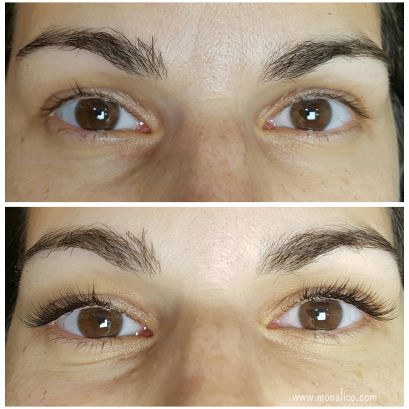 Extensiones de pestañas antes y despues en Monalico