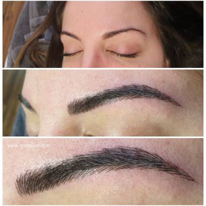 Microblading thin eyebrows en Monalico